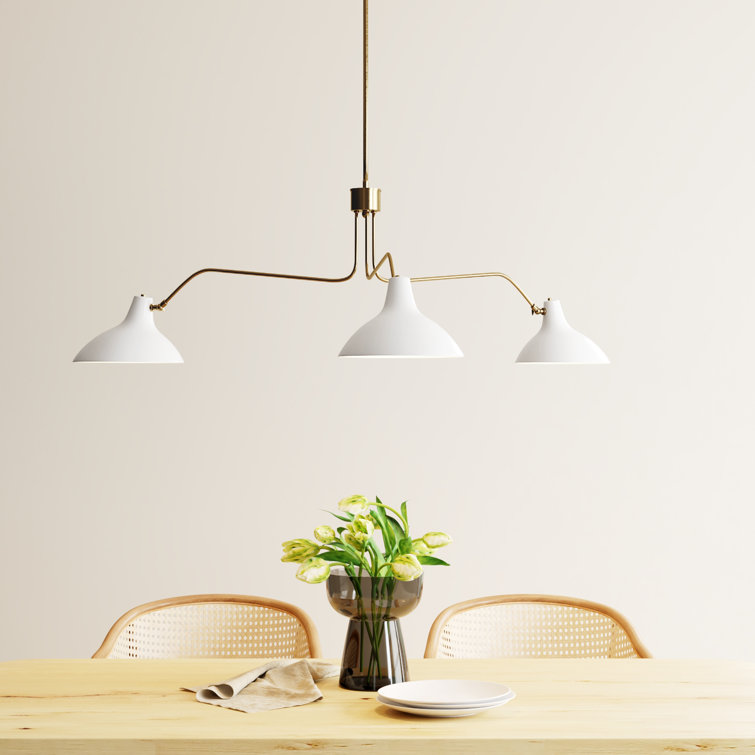 Natural Brass 3-Light White Metal Spider Chandelier
