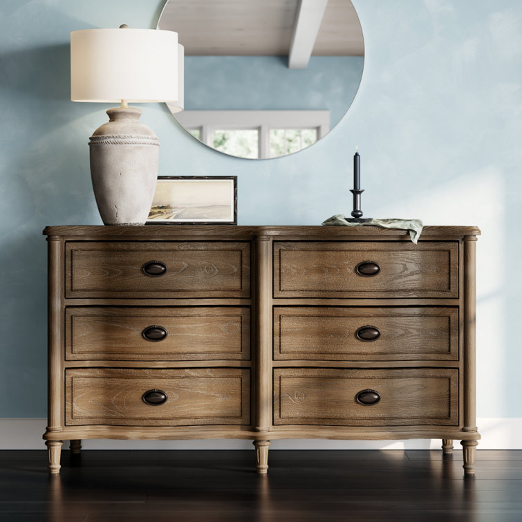 Devon 64" Brown Oak Double Dresser with Soft Close Drawers