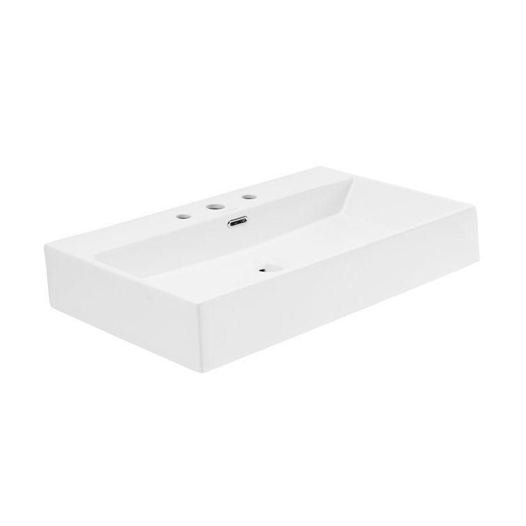 Claire 30" White Ceramic Wall-Mount Rectangular Bathroom Sink