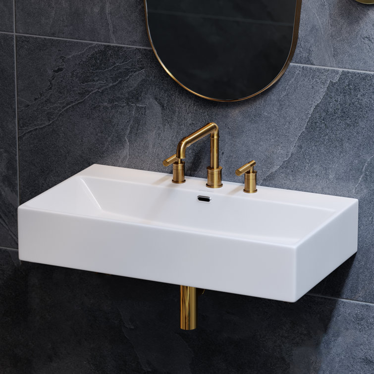 Claire 30" White Ceramic Wall-Mount Rectangular Bathroom Sink