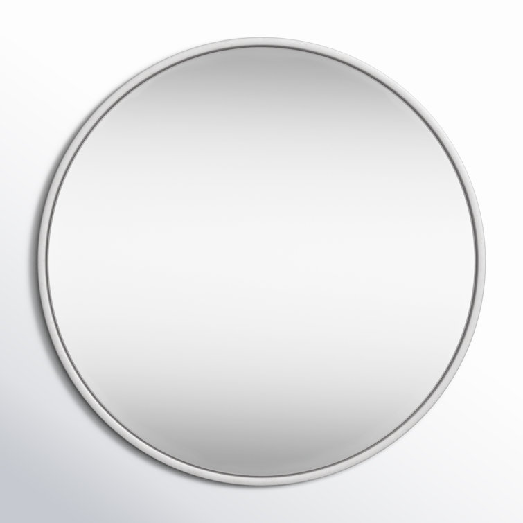 Silver Round Metal Frame Wall Mirror 32"