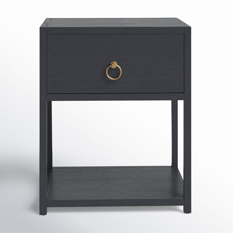 Lark Navy Blue Rectangular End Table with Gold Metallic Hardware