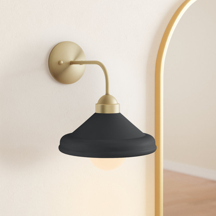 Matte Black and Gold Leaf Dimmable Wall Sconce