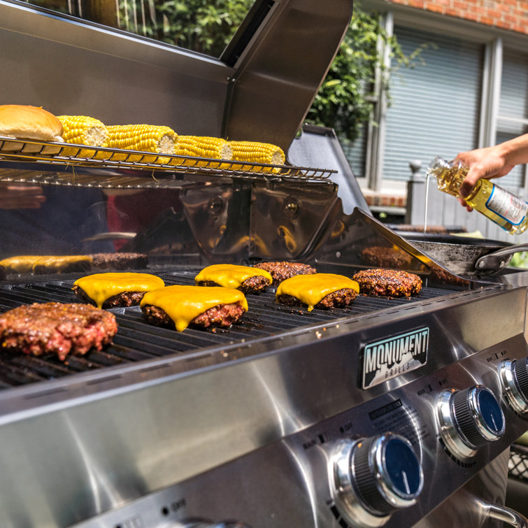 Stainless Steel 4-Burner Propane Gas Grill with Infrared Side Burner