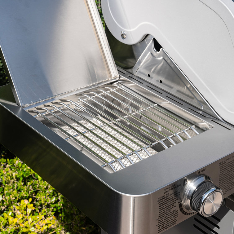 Stainless Steel 4-Burner Propane Gas Grill with Infrared Side Burner