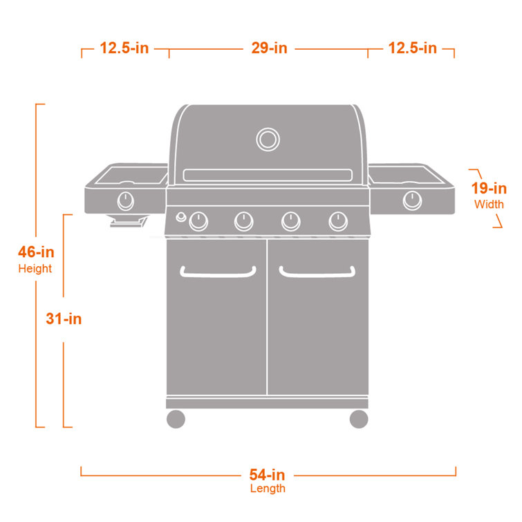 Stainless Steel 4-Burner Propane Gas Grill with Infrared Side Burner