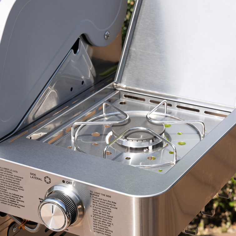 Stainless Steel 4-Burner Propane Gas Grill with Infrared Side Burner