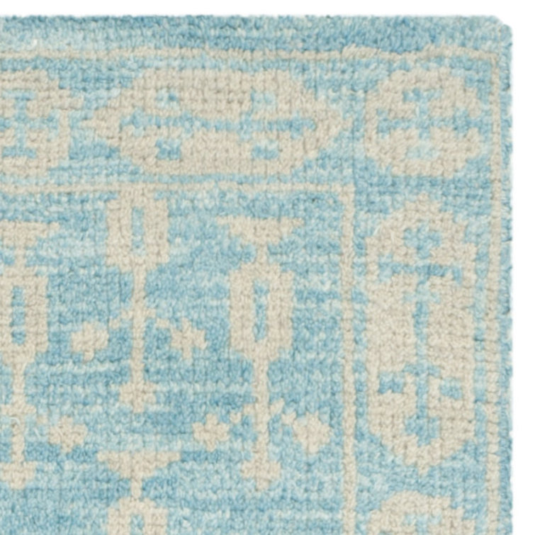 Kenya Light Blue Hand-Knotted Wool 4' x 6' Area Rug
