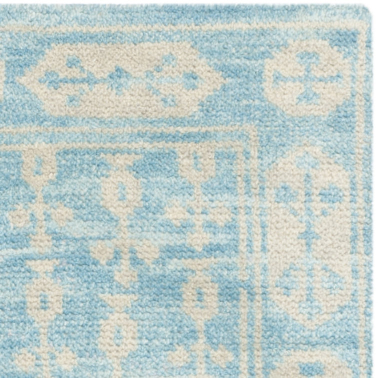 Kenya Light Blue Hand-Knotted Wool 4' x 6' Area Rug
