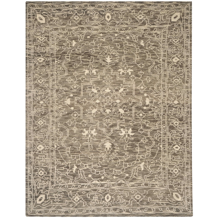 Kenya Hand-Knotted Wool Area Rug in Brown and Beige - 8' x 10'
