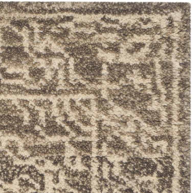 Kenya Hand-Knotted Wool Area Rug in Brown and Beige - 8' x 10'