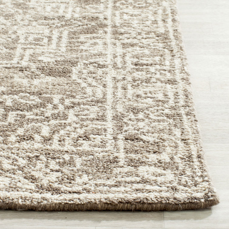 Kenya Hand-Knotted Wool Area Rug in Brown and Beige - 8' x 10'