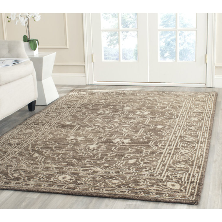 Kenya Hand-Knotted Wool Area Rug in Brown and Beige - 8' x 10'