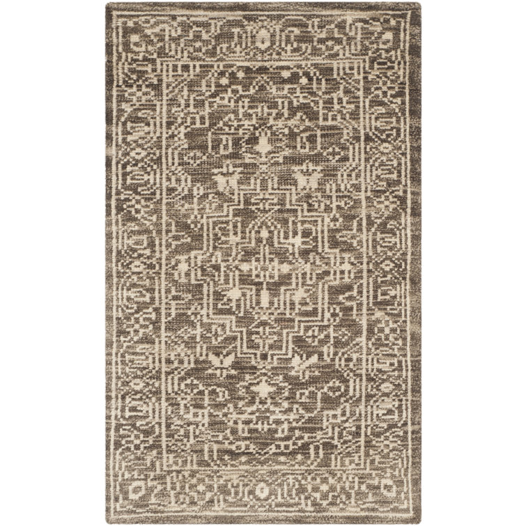 Kenya Collection 5'x8' Brown and Beige Hand-Knotted Wool Area Rug