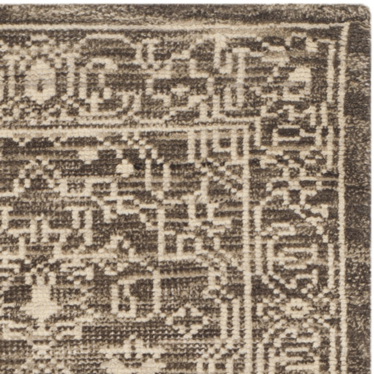 Kenya Hand-Knotted Wool Area Rug in Brown and Beige - 8' x 10'