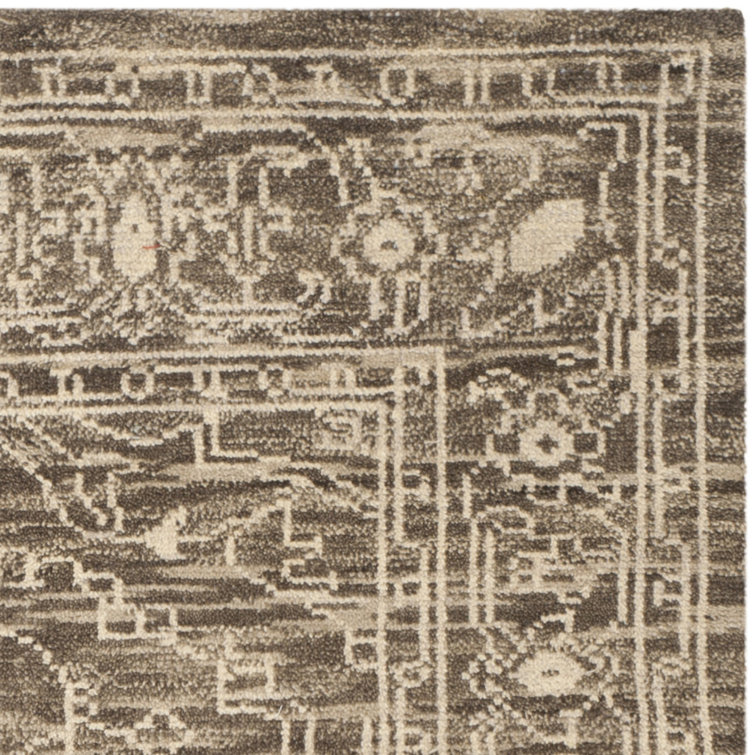 Kenya Hand-Knotted Wool Area Rug in Brown and Beige - 8' x 10'