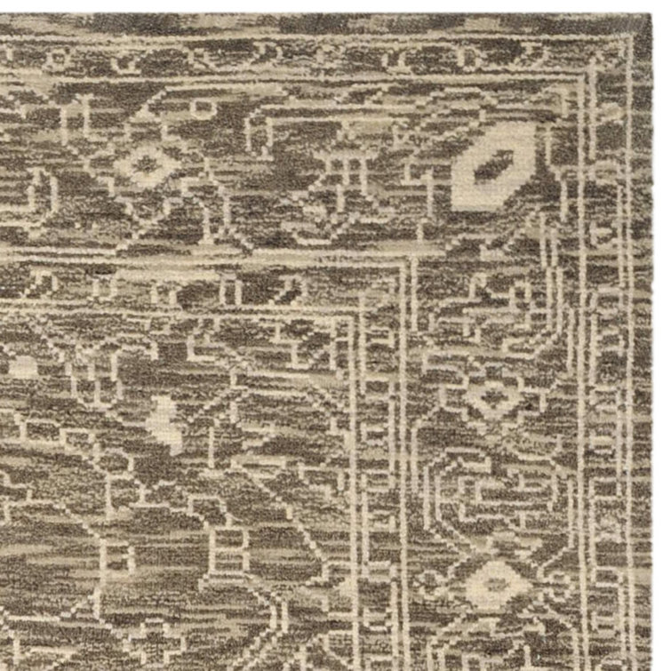 Kenya Hand-Knotted Wool Area Rug in Brown and Beige - 8' x 10'