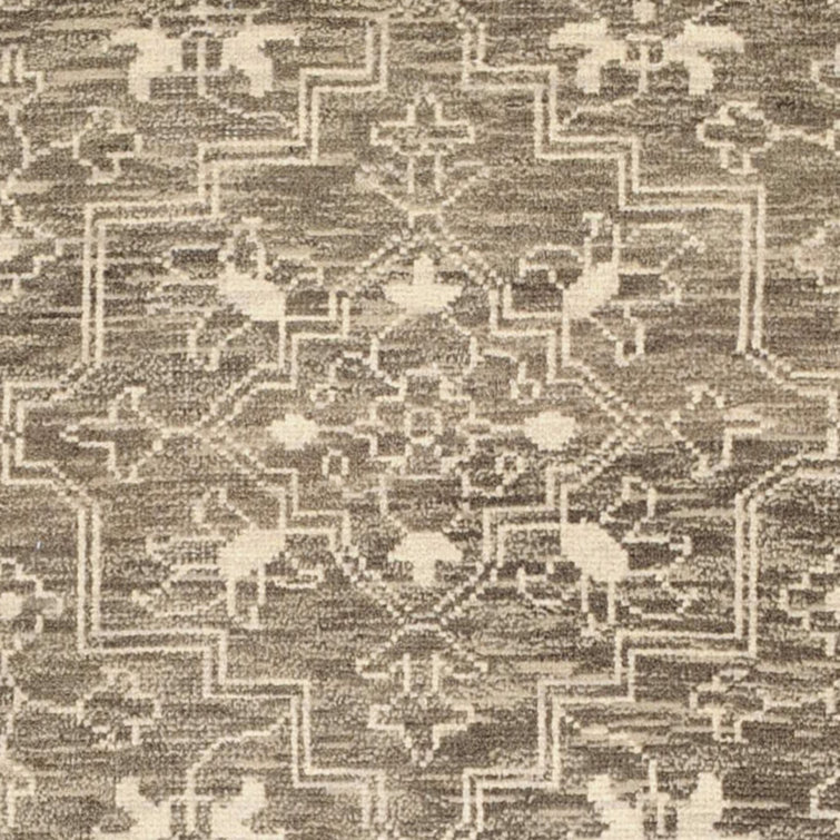 Kenya Hand-Knotted Wool Area Rug in Brown and Beige - 8' x 10'