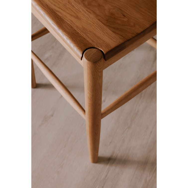 Adjustable Oak Wood Bar Stool with Matt Finish and Footrest