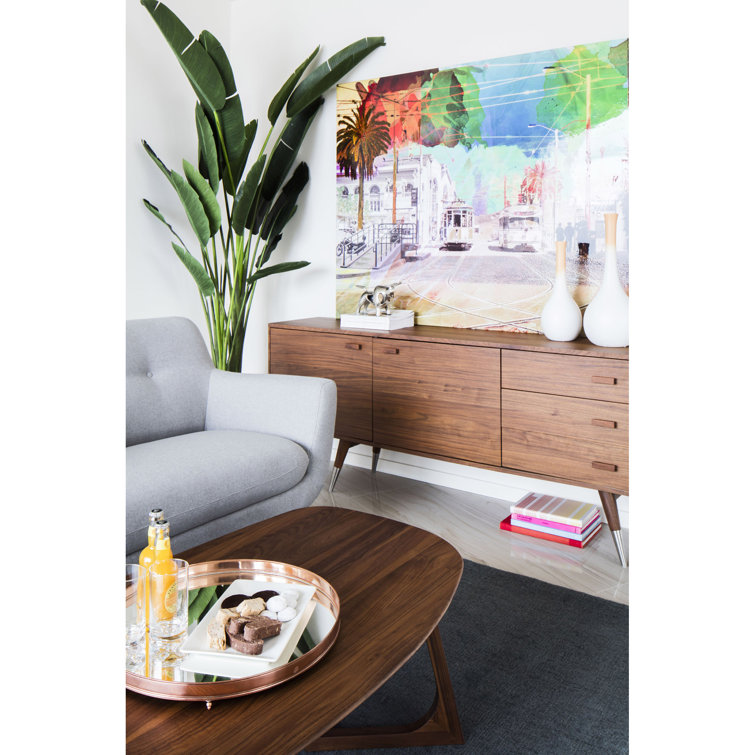 Sienna Walnut Mid-Century Modern Sideboard with Tapered Legs