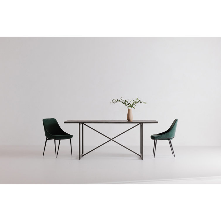 Vivian Green Velvet Upholstered Side Chair with Metal Legs - Set of 2