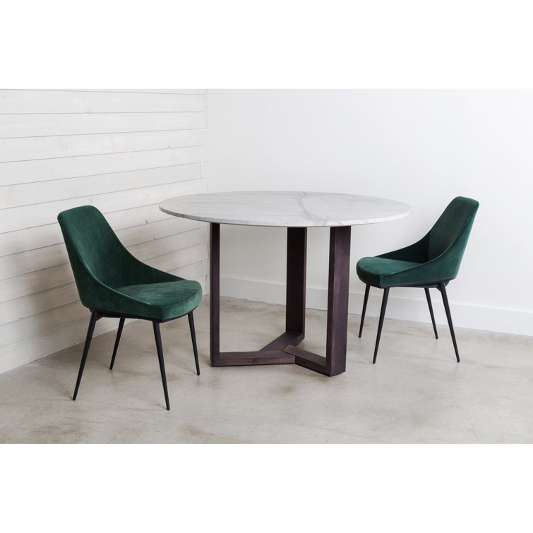 Vivian Green Velvet Upholstered Side Chair with Metal Legs - Set of 2