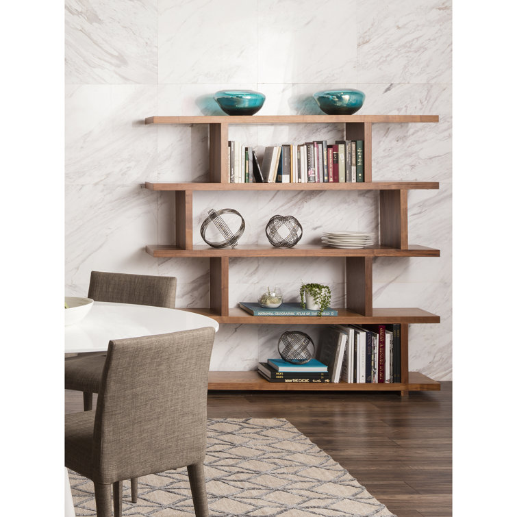 Miri Large 63'' Walnut Veneer Mid-Century Modern Bookcase