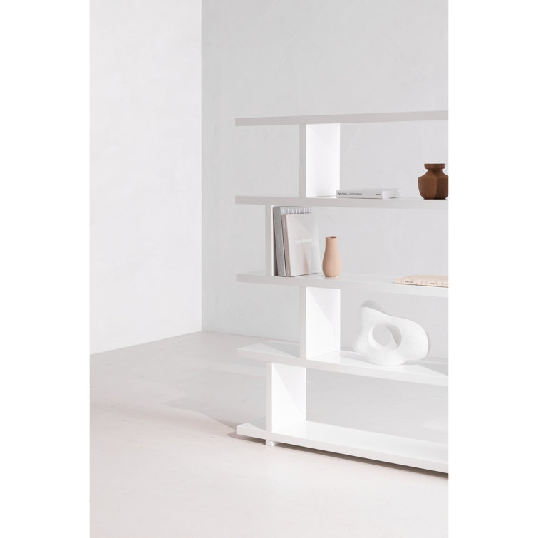Annora Mid-Century Modern Wide White Bookcase