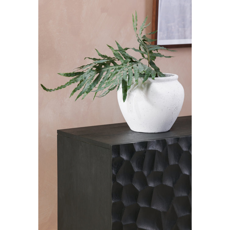 Fife 71'' Black Solid Wood Sideboard with Hand-Chiseled Doors