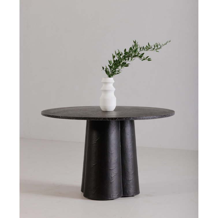 Alexi Black Concrete Round Outdoor Dining Table