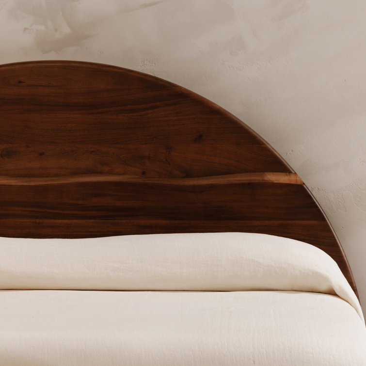 Rustic Luxe Rounded Headboard Acacia Wood Queen Bed
