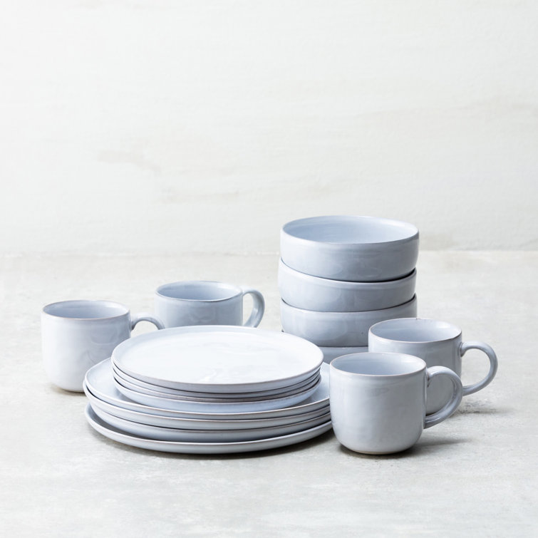 Svelte Stoneware Semi-Matte Off-White Dinnerware Set, Service for 4