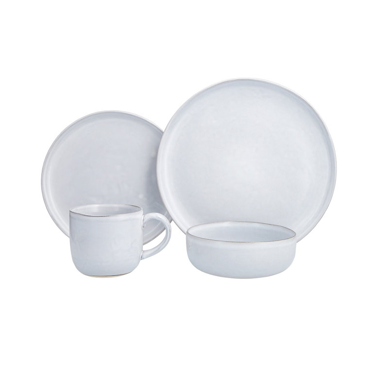 Svelte Stoneware Semi-Matte Off-White Dinnerware Set, Service for 4