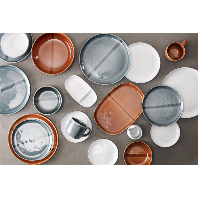 Svelte Stoneware Semi-Matte Off-White Dinnerware Set, Service for 4