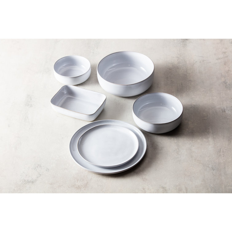 Svelte Stoneware Semi-Matte Off-White Dinnerware Set, Service for 4