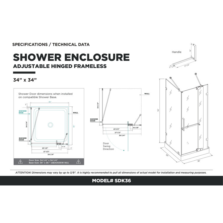 Satin Brass Frameless Corner Shower Enclosure with Tempered Glass