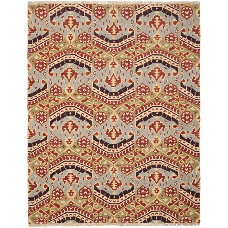 Sumak Blue and Multicolor Wool 6' x 9' Handmade Area Rug