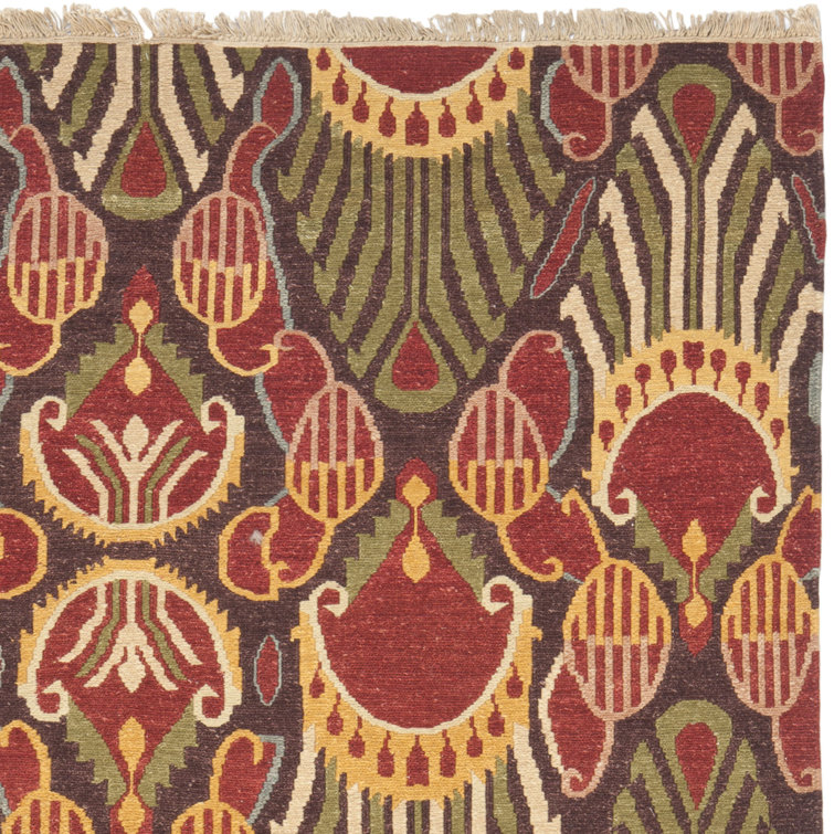 Sumak Red and Green Wool Flatweave 9' x 12' Area Rug