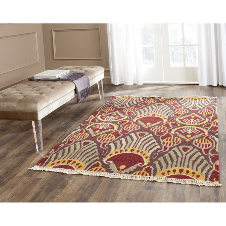Sumak Red and Green Wool Flatweave 9' x 12' Area Rug