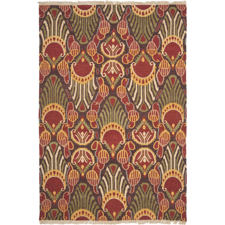 Sumak Red and Green Wool Flatweave 9' x 12' Area Rug