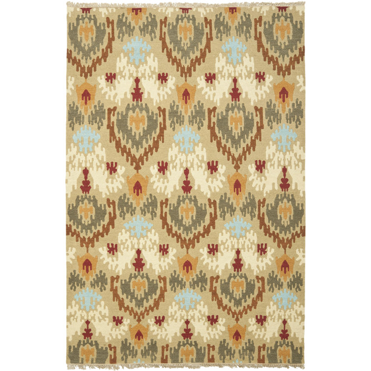 Sumak 4' x 6' Sage Multicolor Wool Flat Woven Area Rug