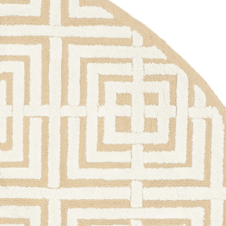 Newport Beige and Ivory Hand-Tufted Geometric Cotton Rug