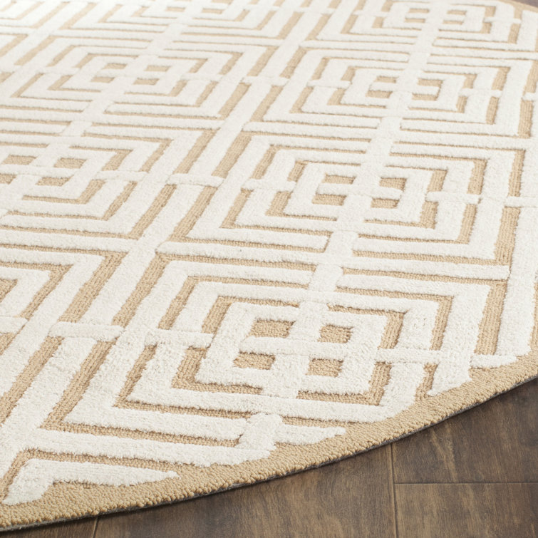 Newport Beige and Ivory Hand-Tufted Geometric Cotton Rug