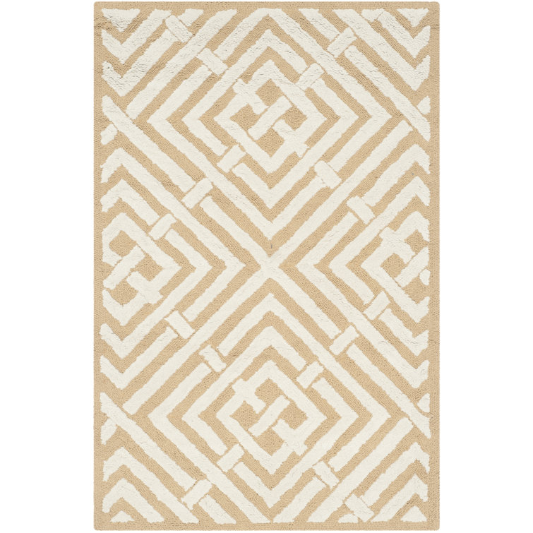 Newport Beige and Ivory Hand-Tufted Geometric Cotton Rug