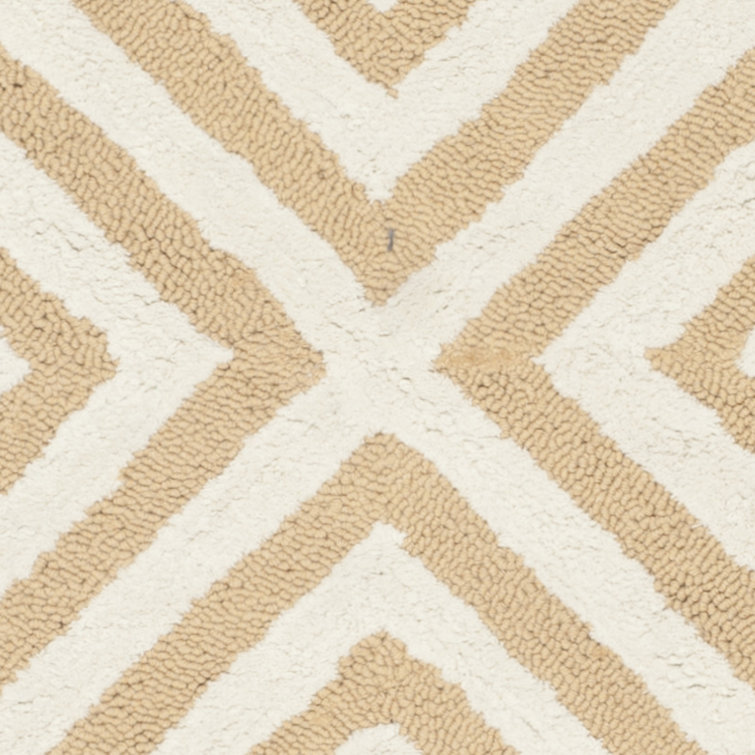Newport Beige and Ivory Hand-Tufted Geometric Cotton Rug