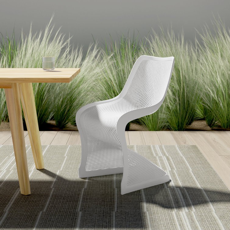 Elegant Bloom Marine-Grade White Resin Dining Chair - Set of 2