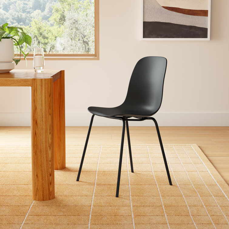 Aleta Black Plastic and Metal Dining Chairs, Set of 2