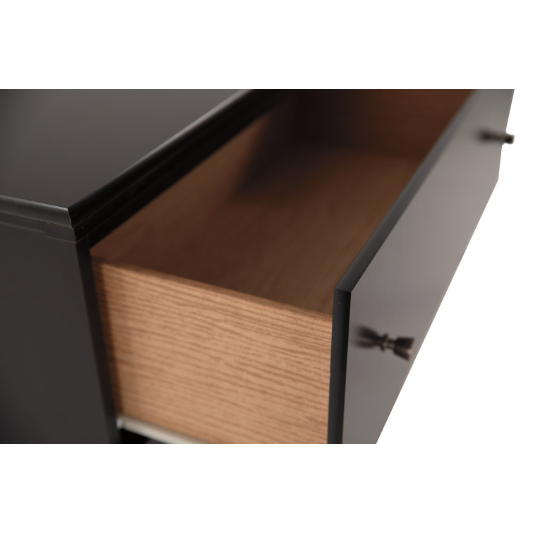 Black Contemporary 6-Drawer Dresser with Pewter Hardware