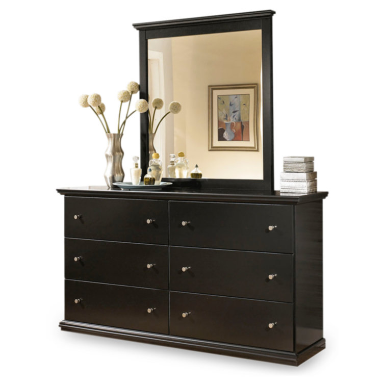 Black Contemporary 6-Drawer Dresser with Pewter Hardware