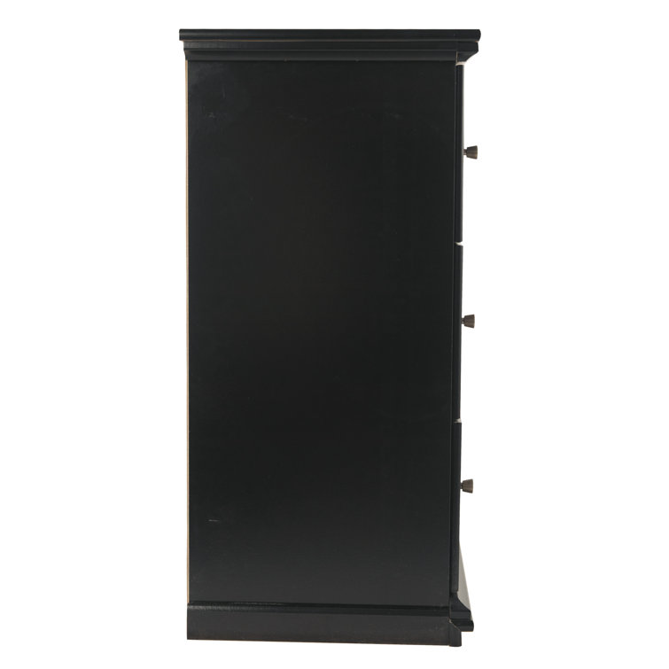 Black Contemporary 6-Drawer Dresser with Pewter Hardware